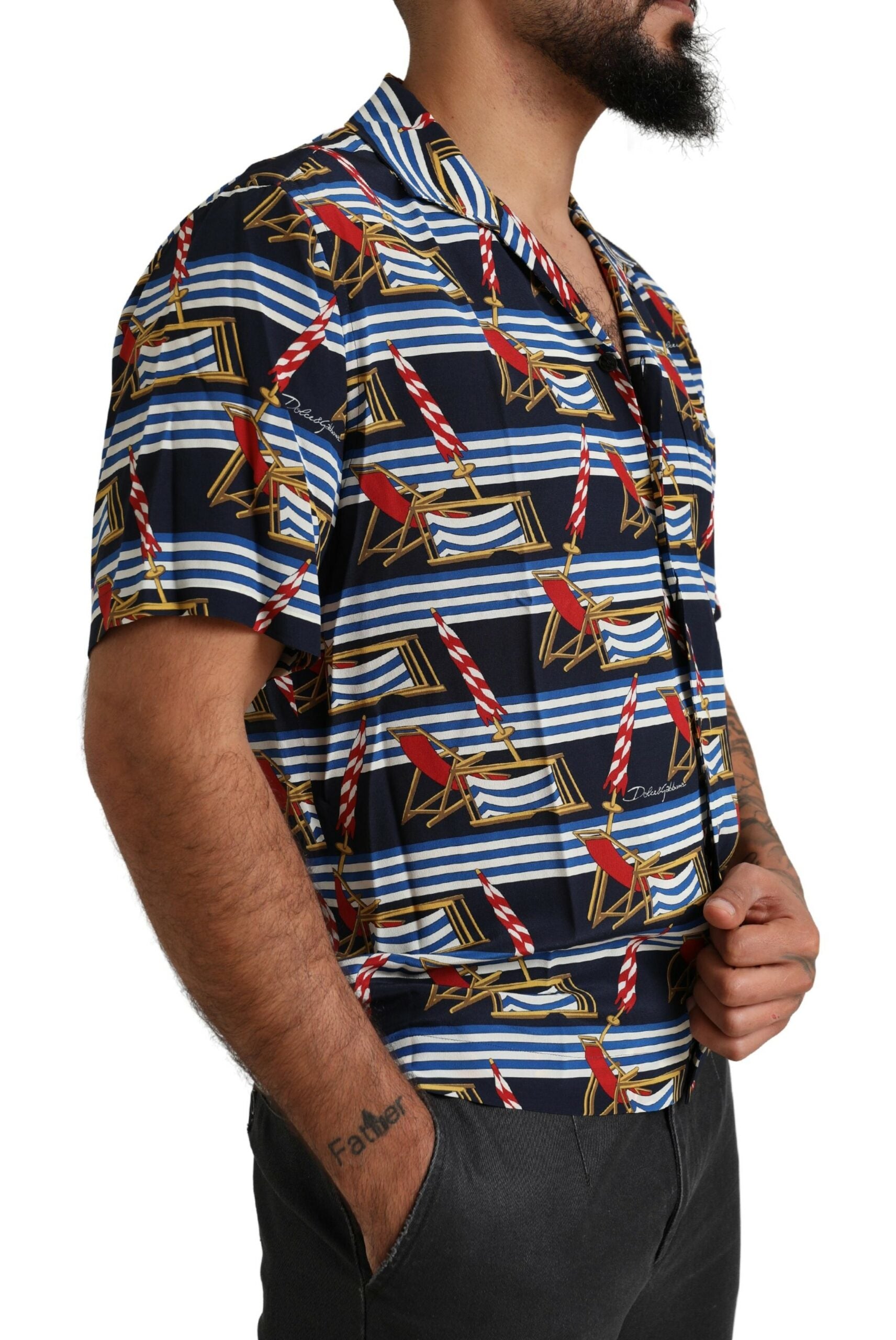 Dolce & Gabbana Çok Renkli Kısa Kollu Plaj Sandalyesi Gömleği