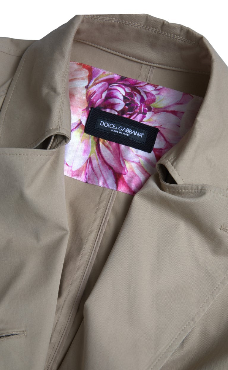 Dolce &amp; Gabbana Khaki Double Breasted Trench Coat Jacket
