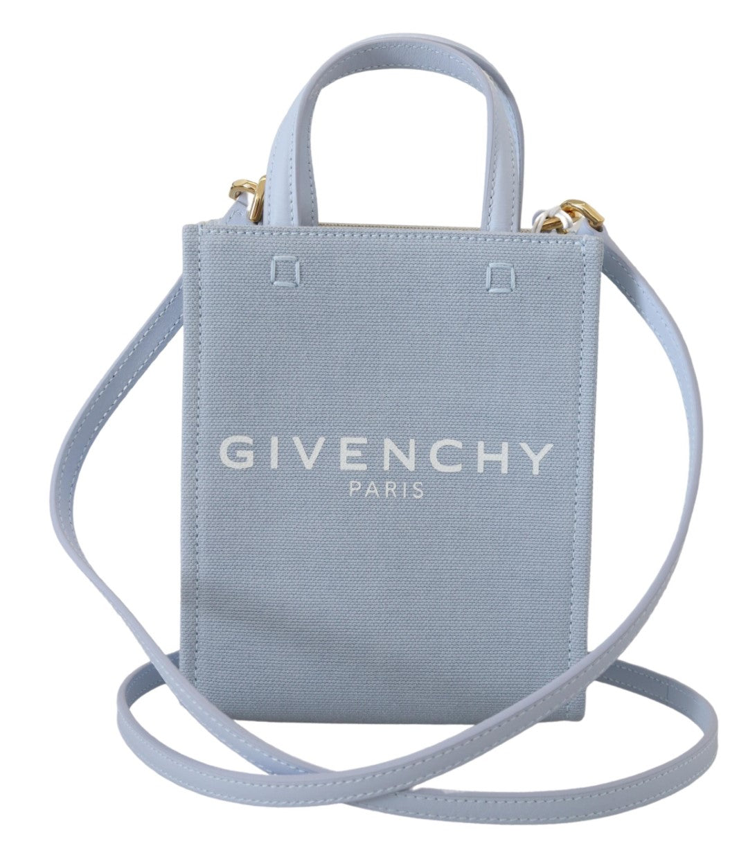 Givenchy Vertikale Wolke Mini-Umhängetasche aus blauem beschichtetem Canvas