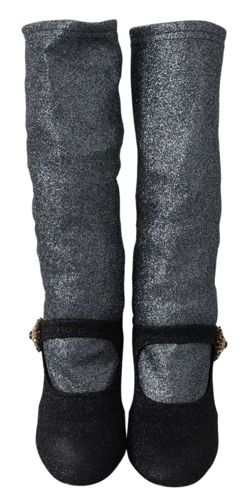 Dolce &amp; Gabbana Black Crystal Mary Janes Booties Shoes