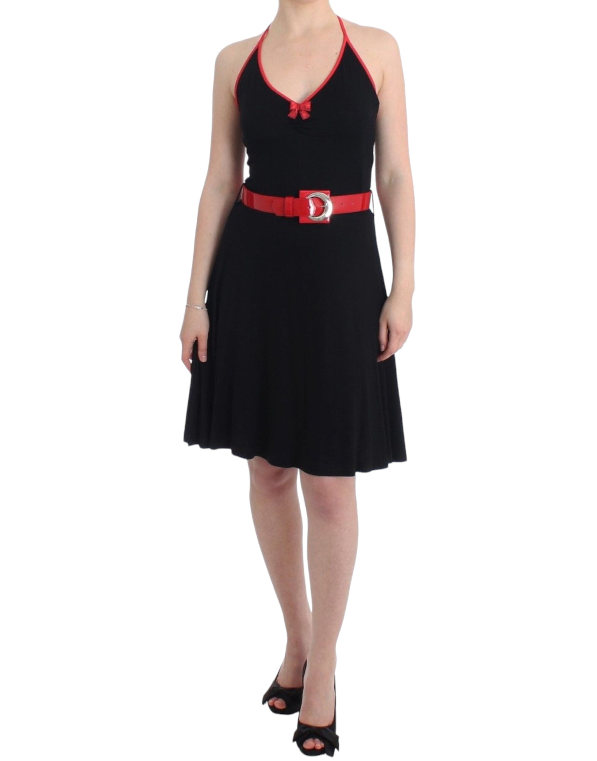 Roccobarocco Black Palladian dress with belt