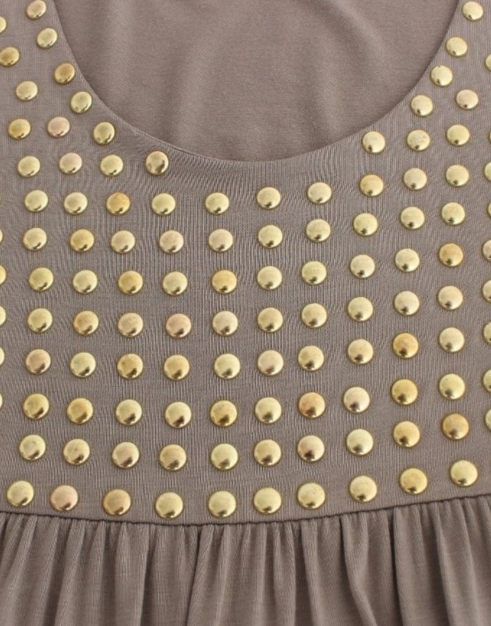 Roccobarocco Khaki sheath dress with studs