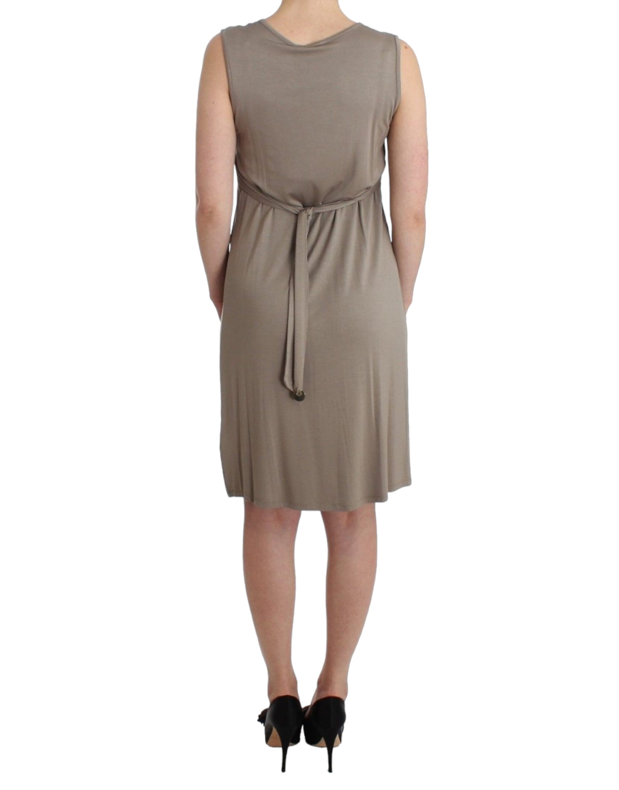 Roccobarocco Khaki sheath dress with studs