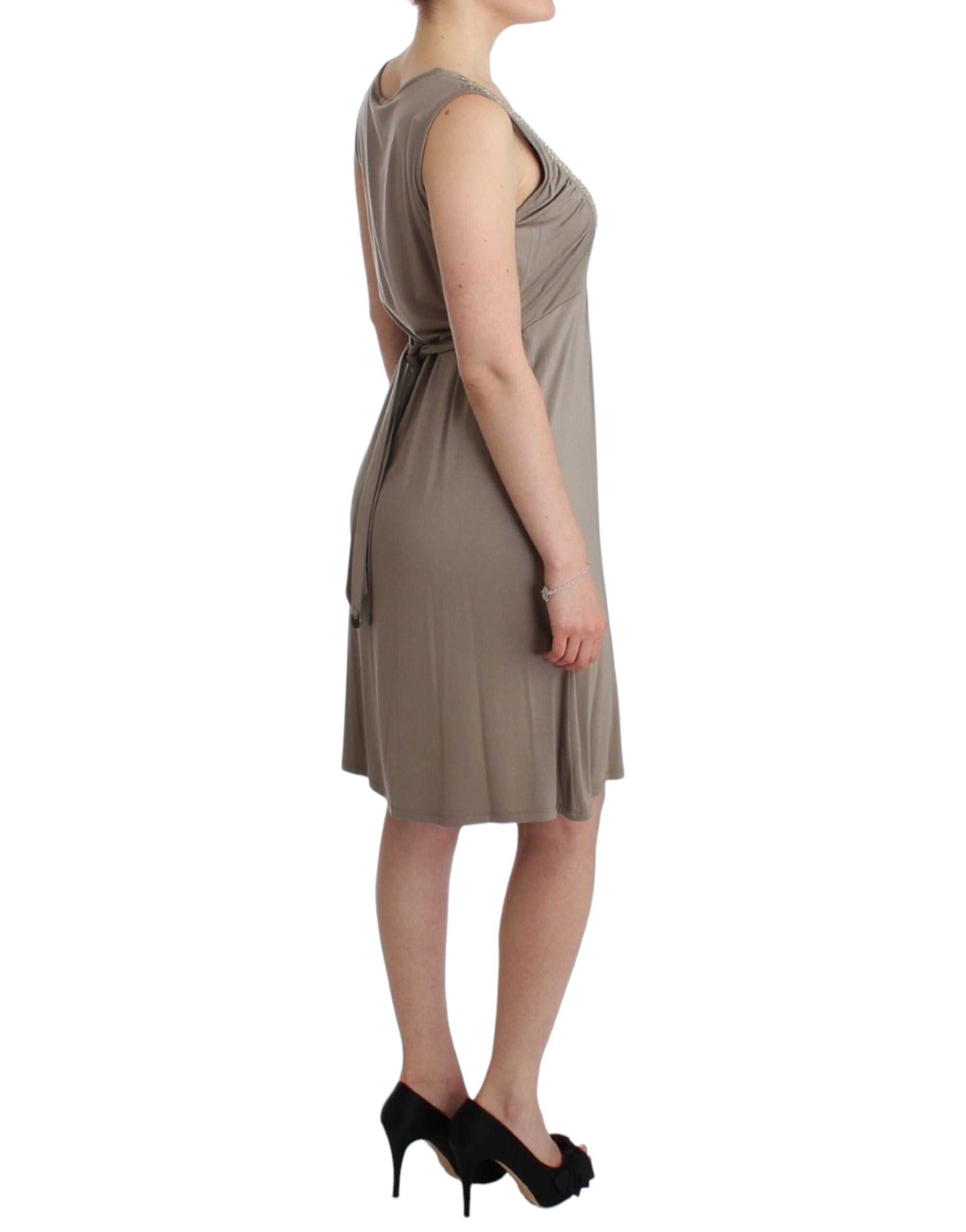 Roccobarocco Khaki sheath dress with studs