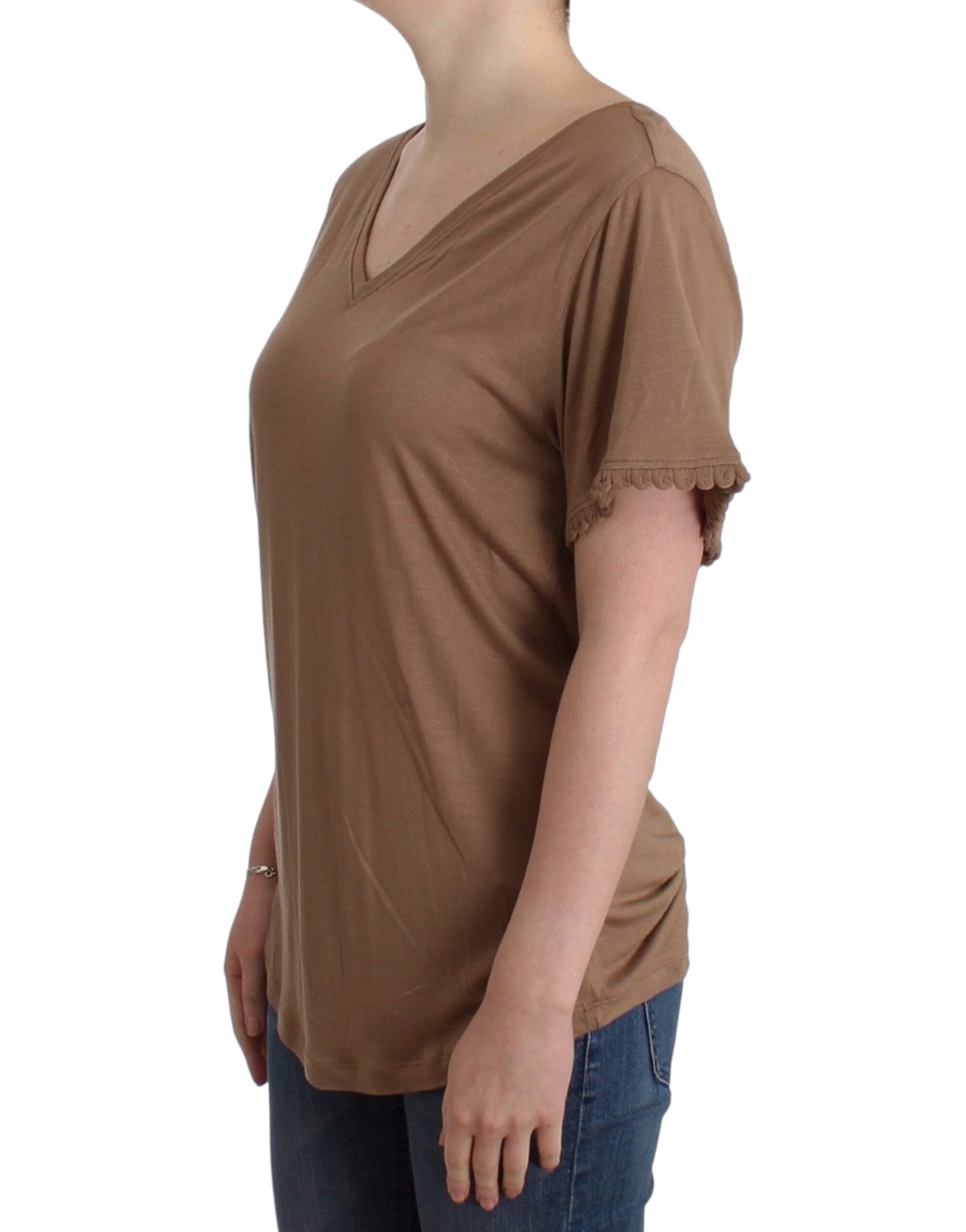 John Galliano brown short-sleeved top