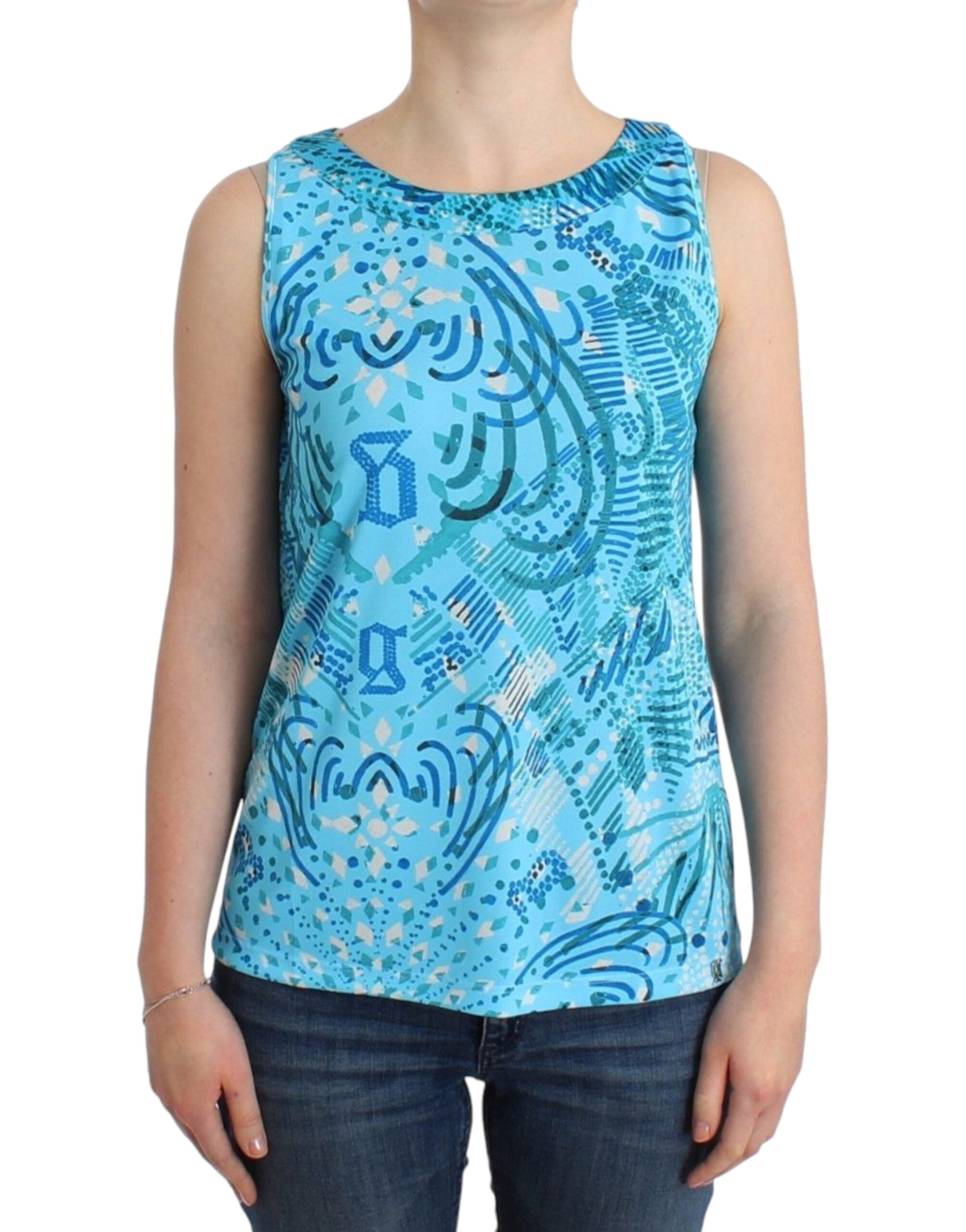 John Galliano blue printed tank top