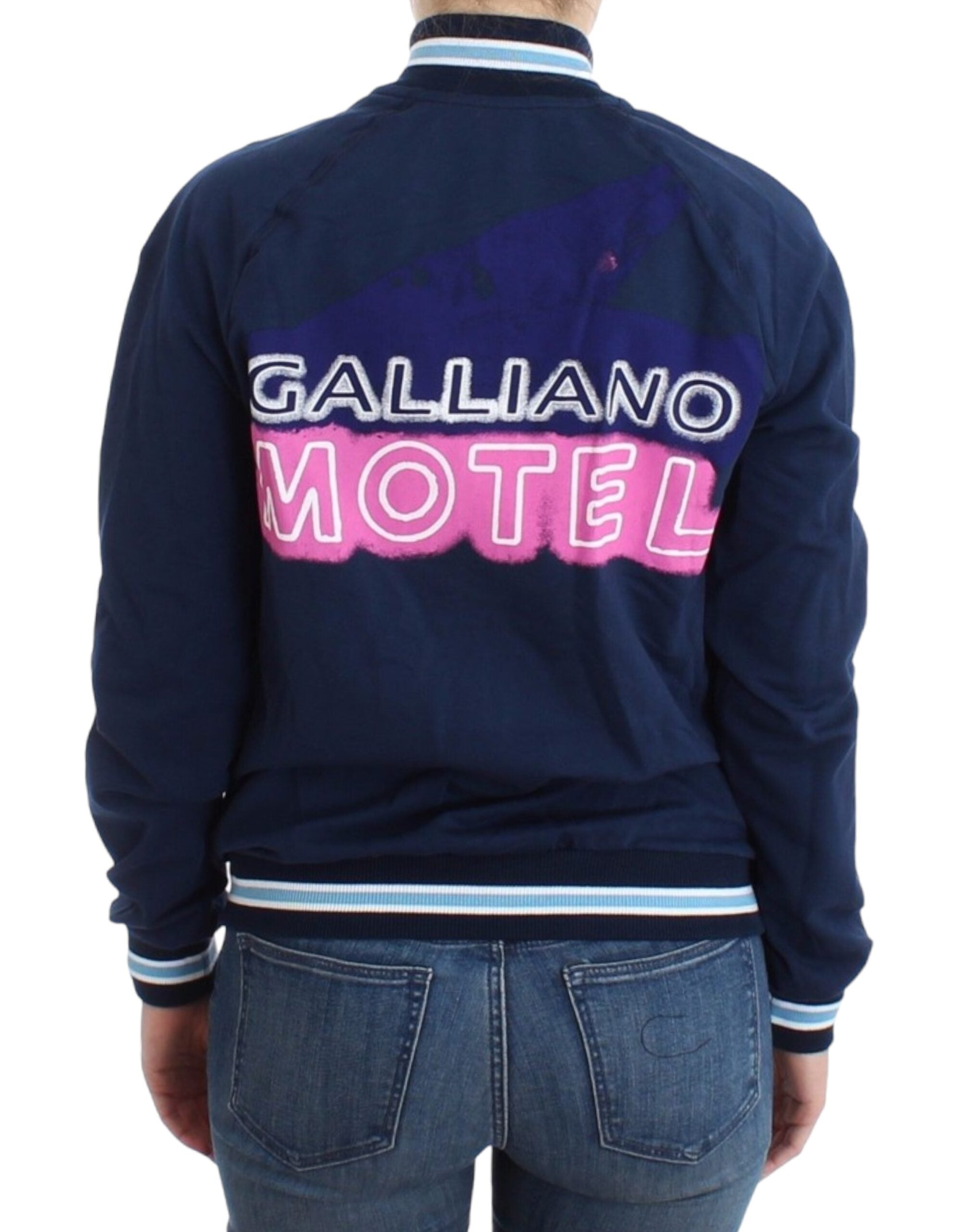 John Galliano Blaue Strickjacke aus Baumwolle mit Reißverschluss