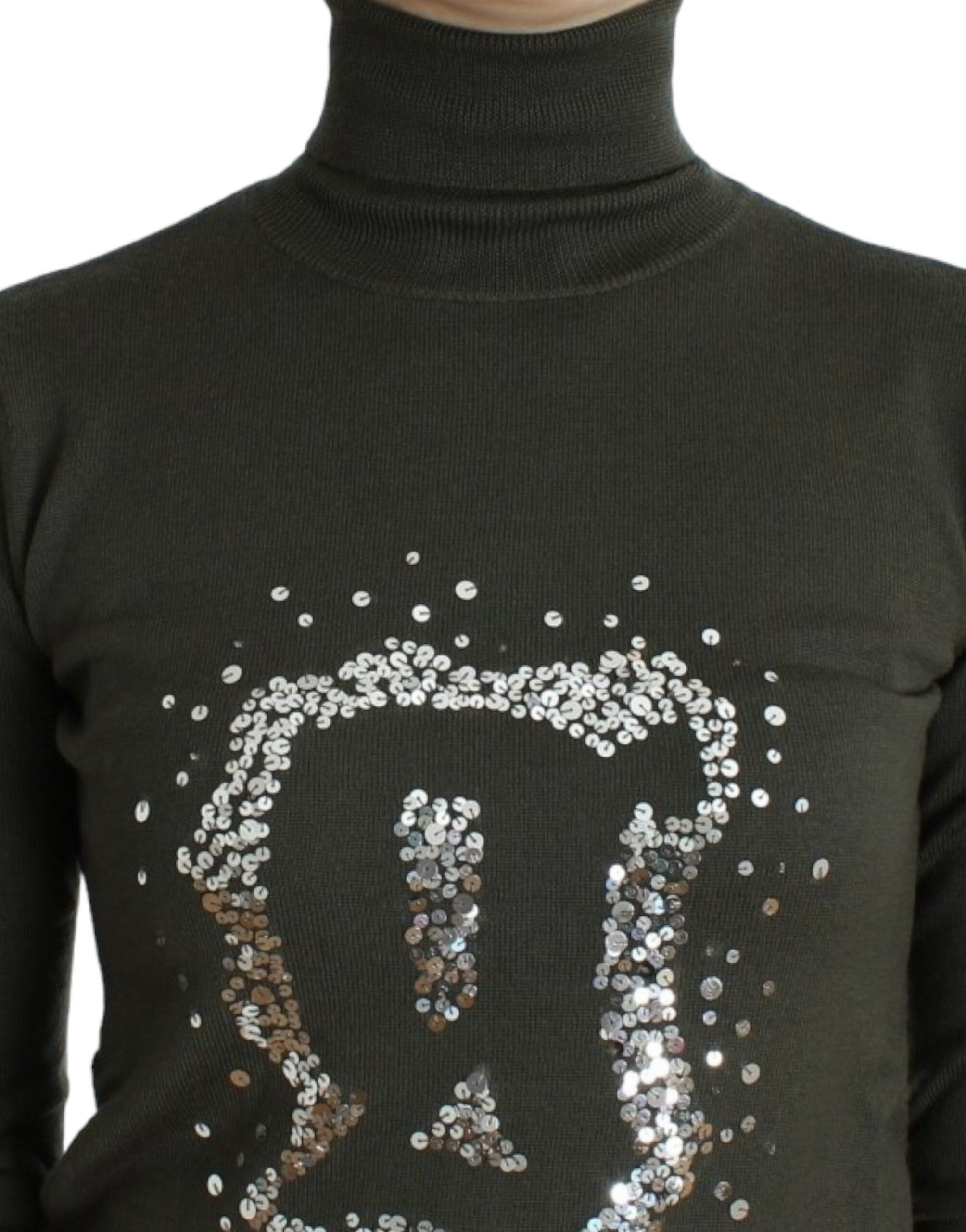 John Galliano Grüner Woll-Rollkragenpullover