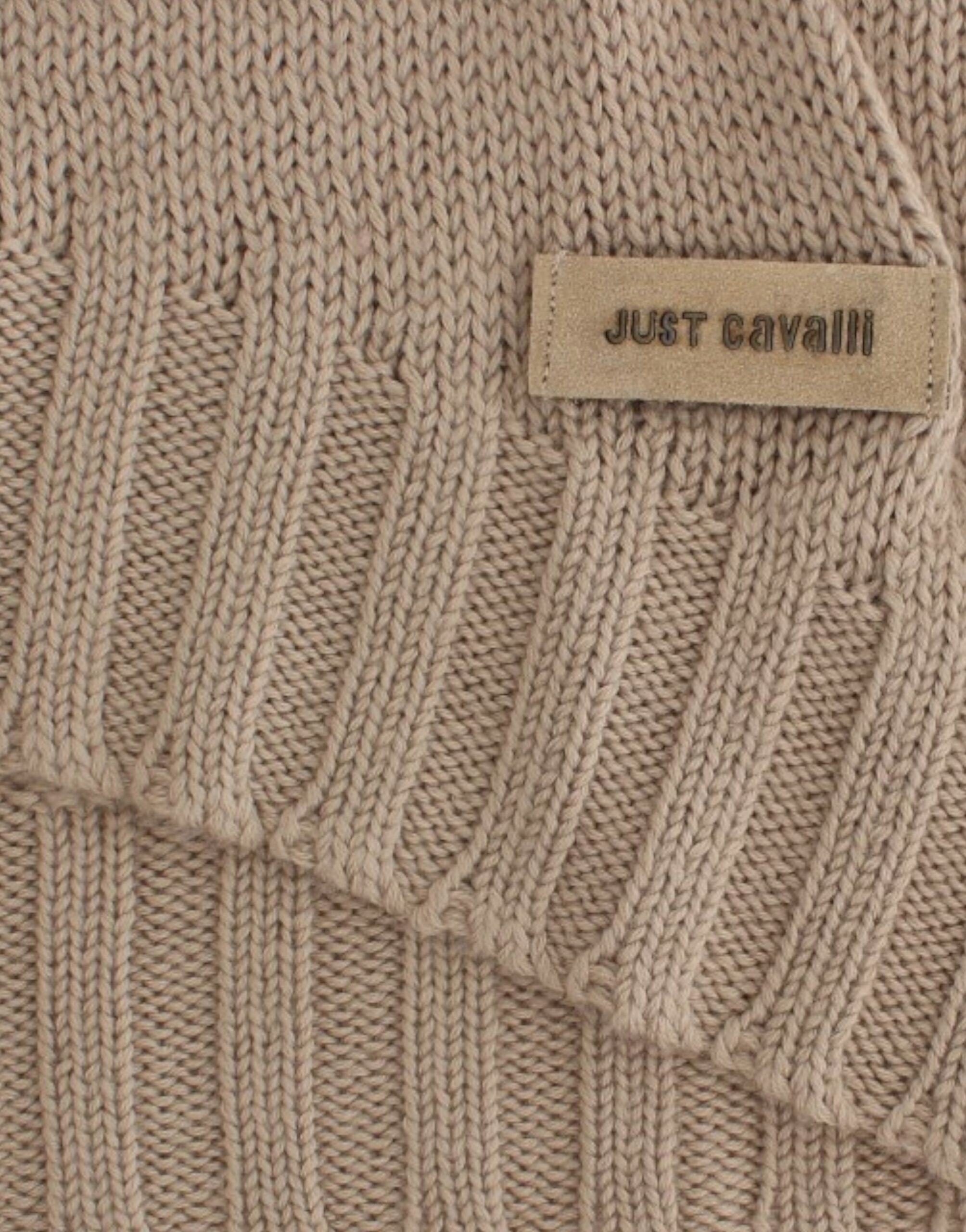 Cavalli beige knitted wool sweater