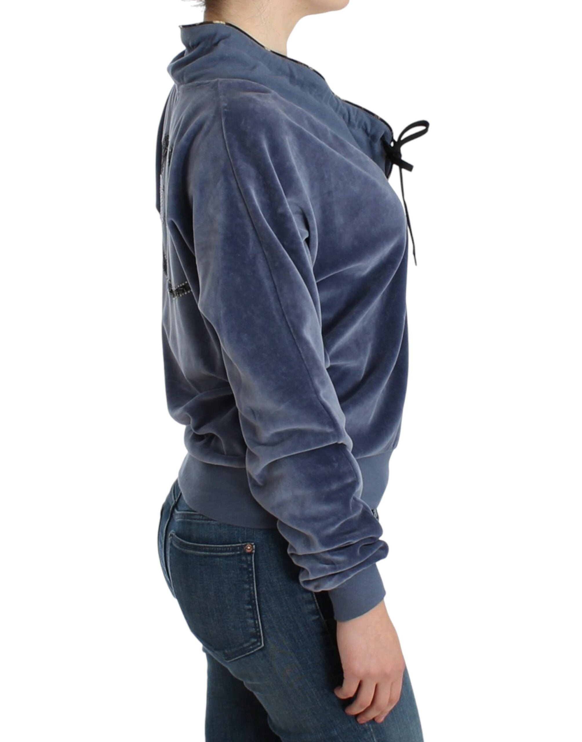 Cavalli blue velvet cotton sweater