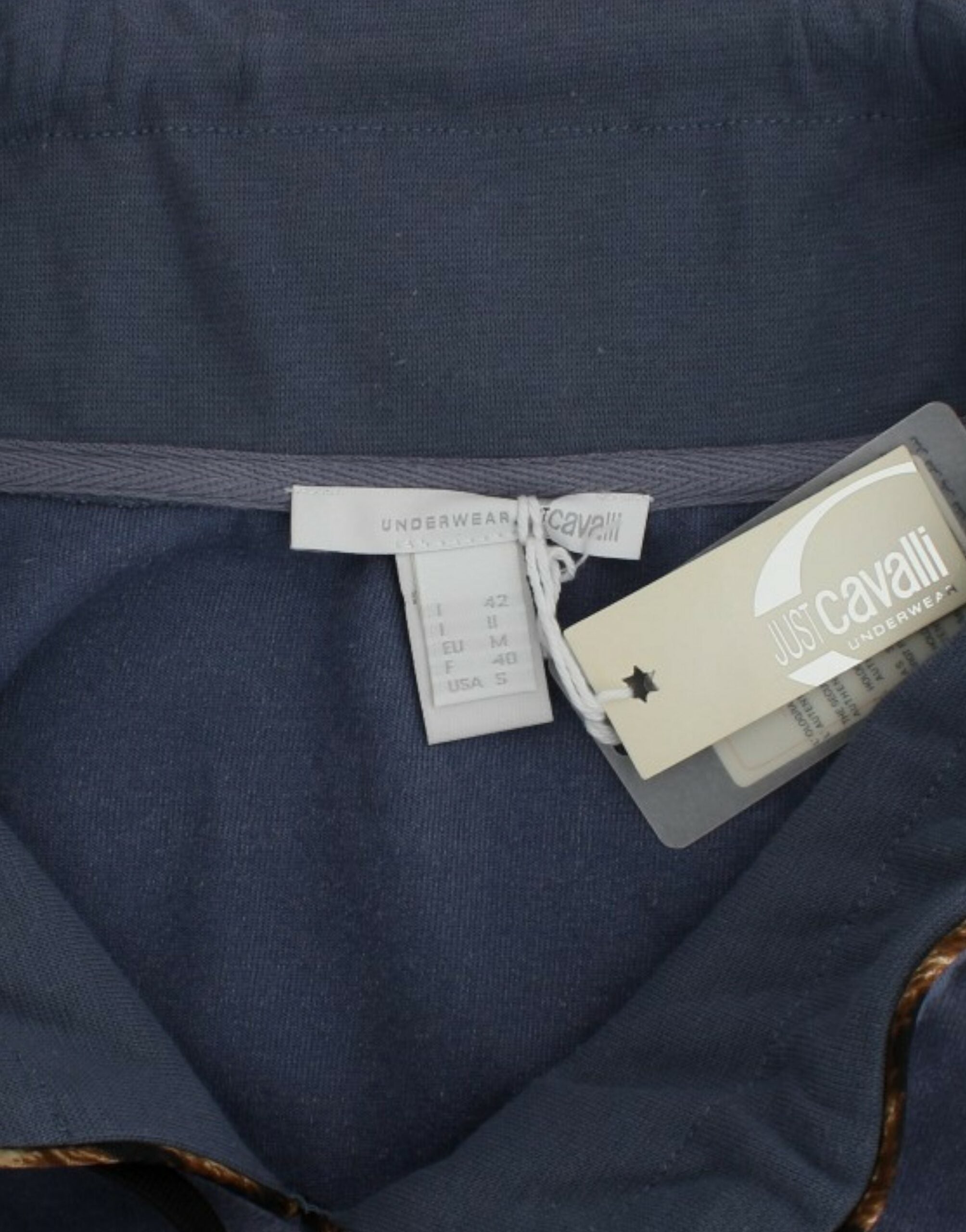 Cavalli blue velvet cotton sweater