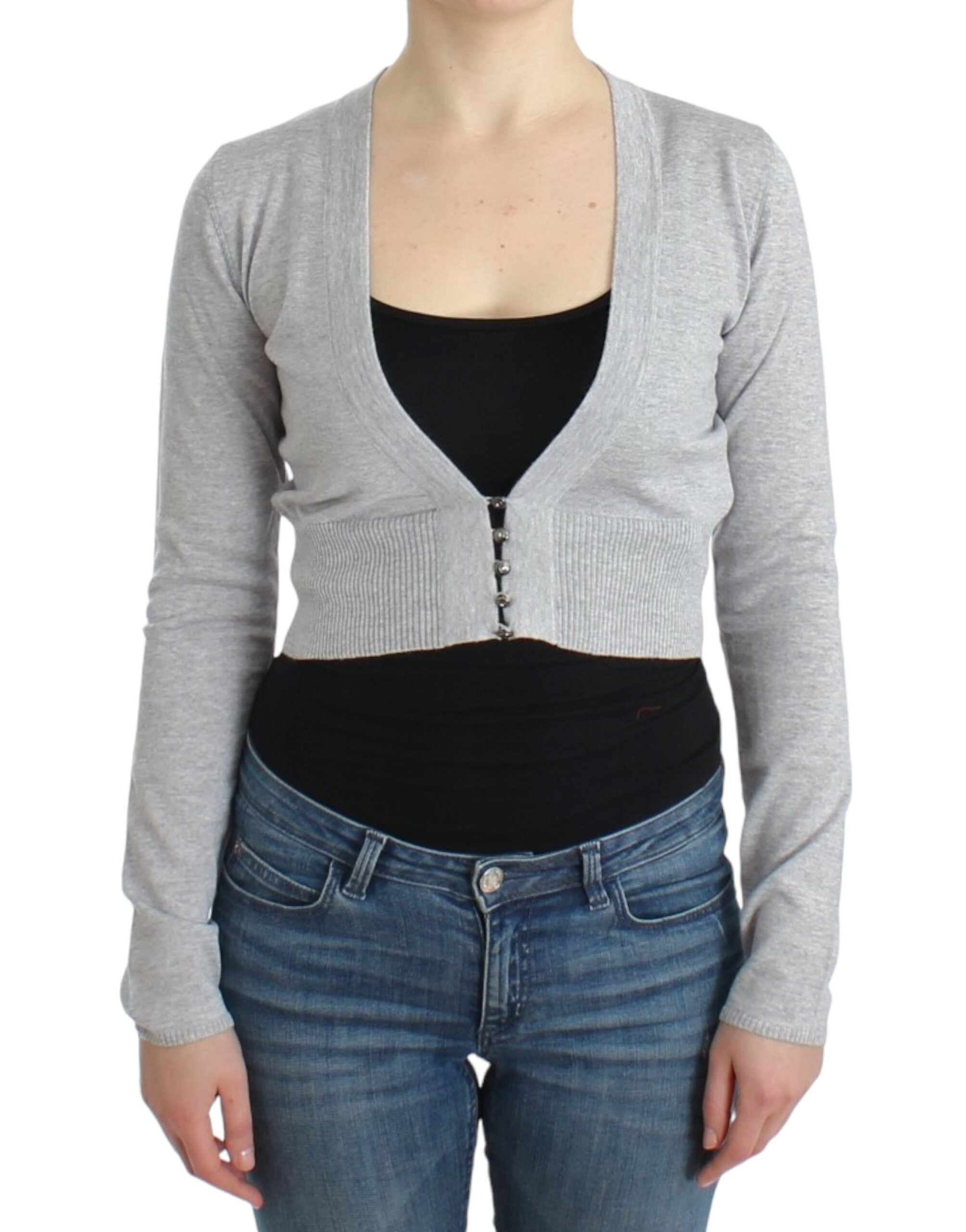Cavalli grey wool short cardigan