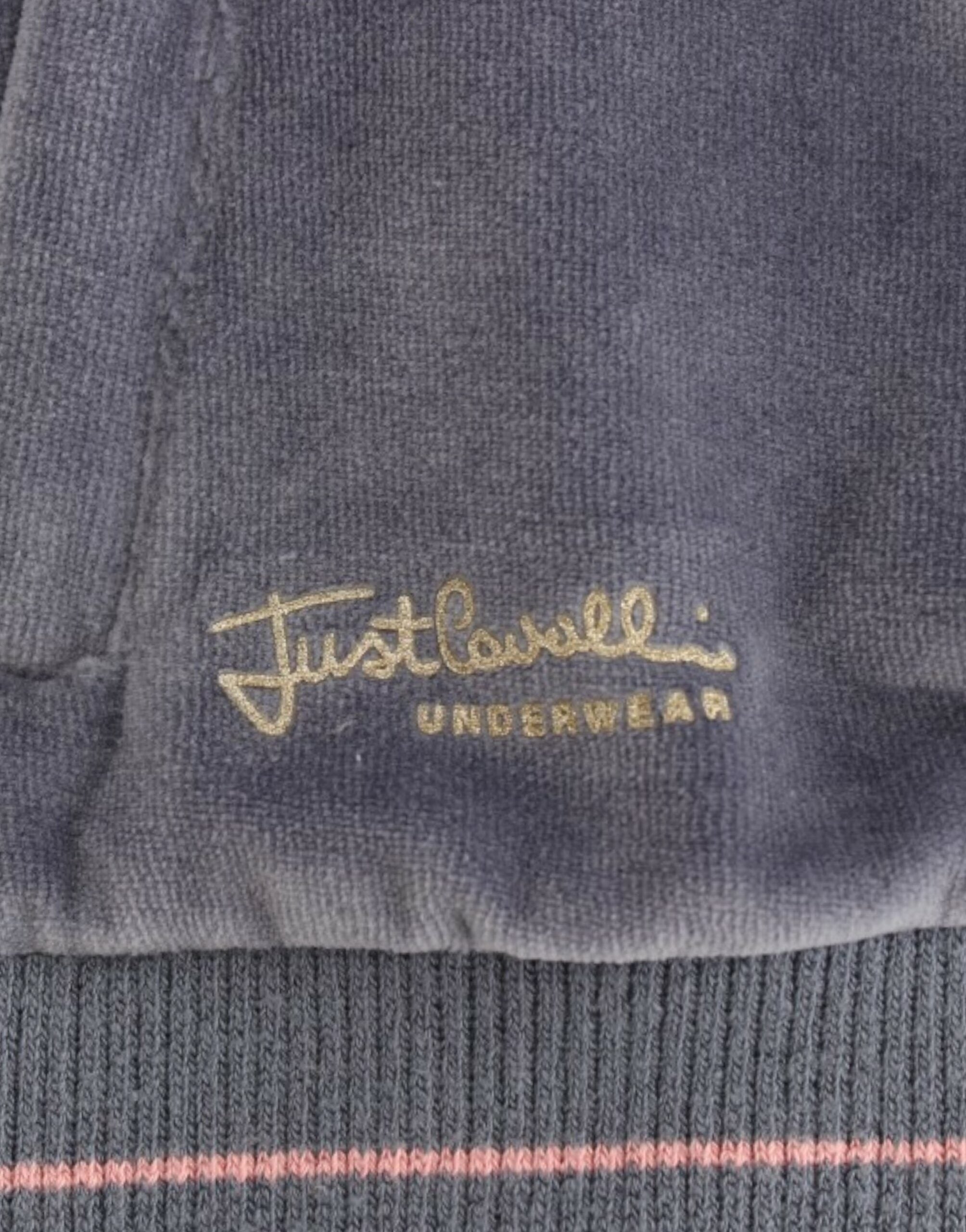 Cavalli Blauer Samtpullover mit Reißverschluss