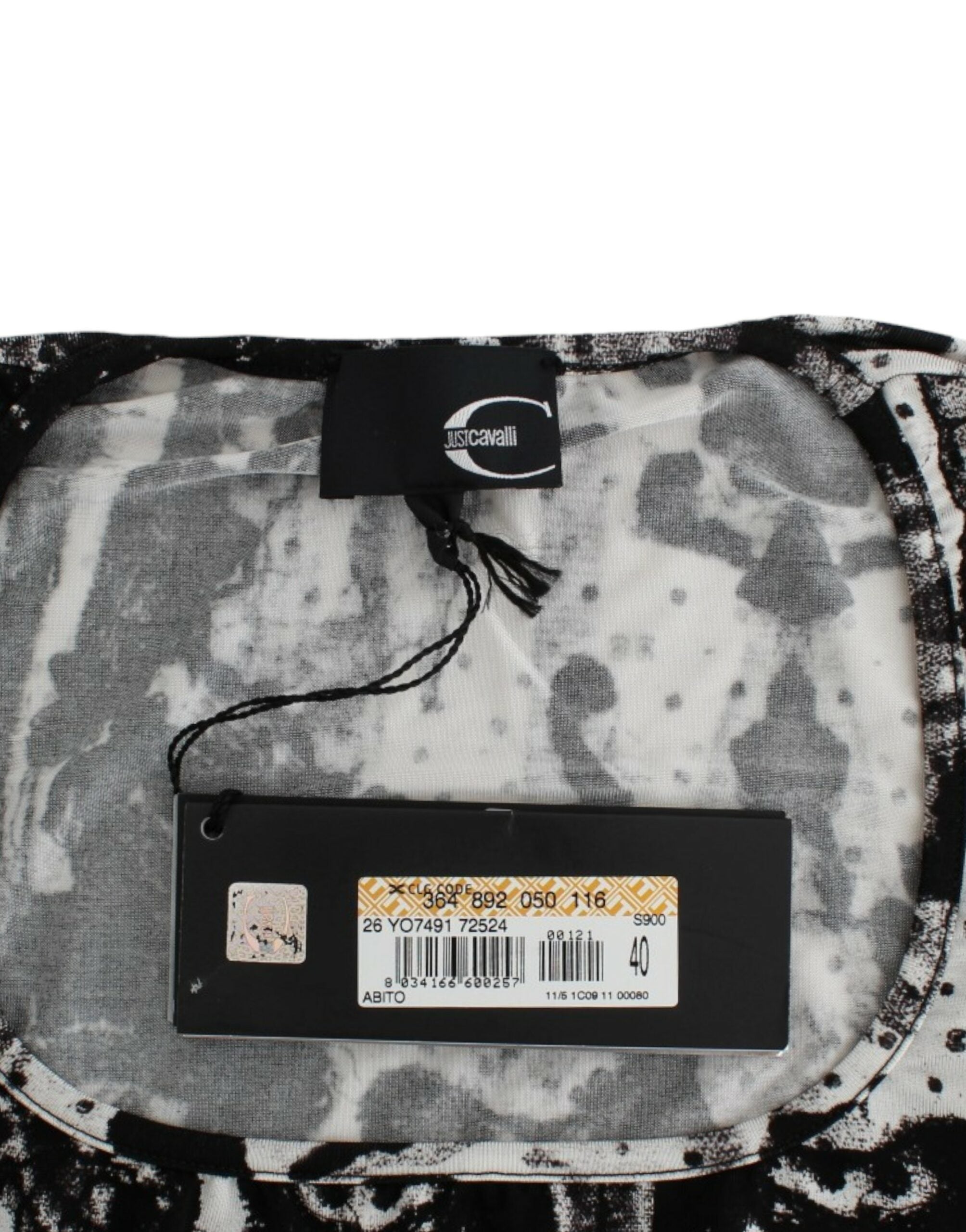 Cavalli black printed sheath dress