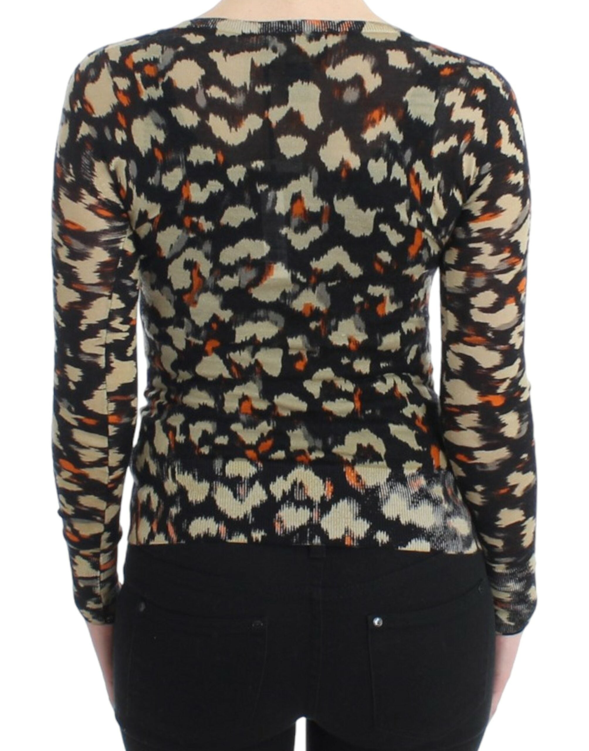 Cavalli Multicolor Wollpullover mit V-Ausschnitt