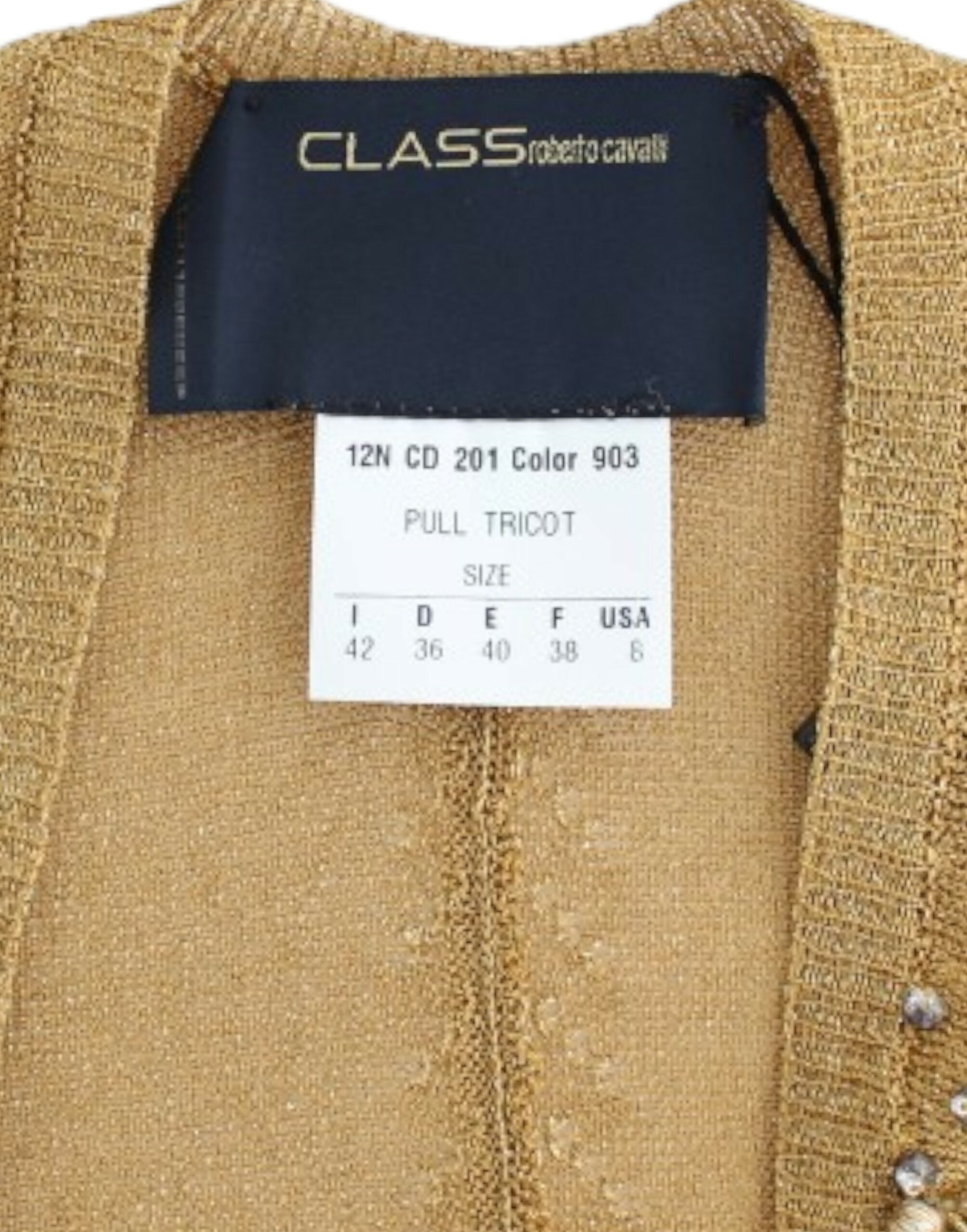 Cavalli Goldfarbener Shrug mit Verzierungen