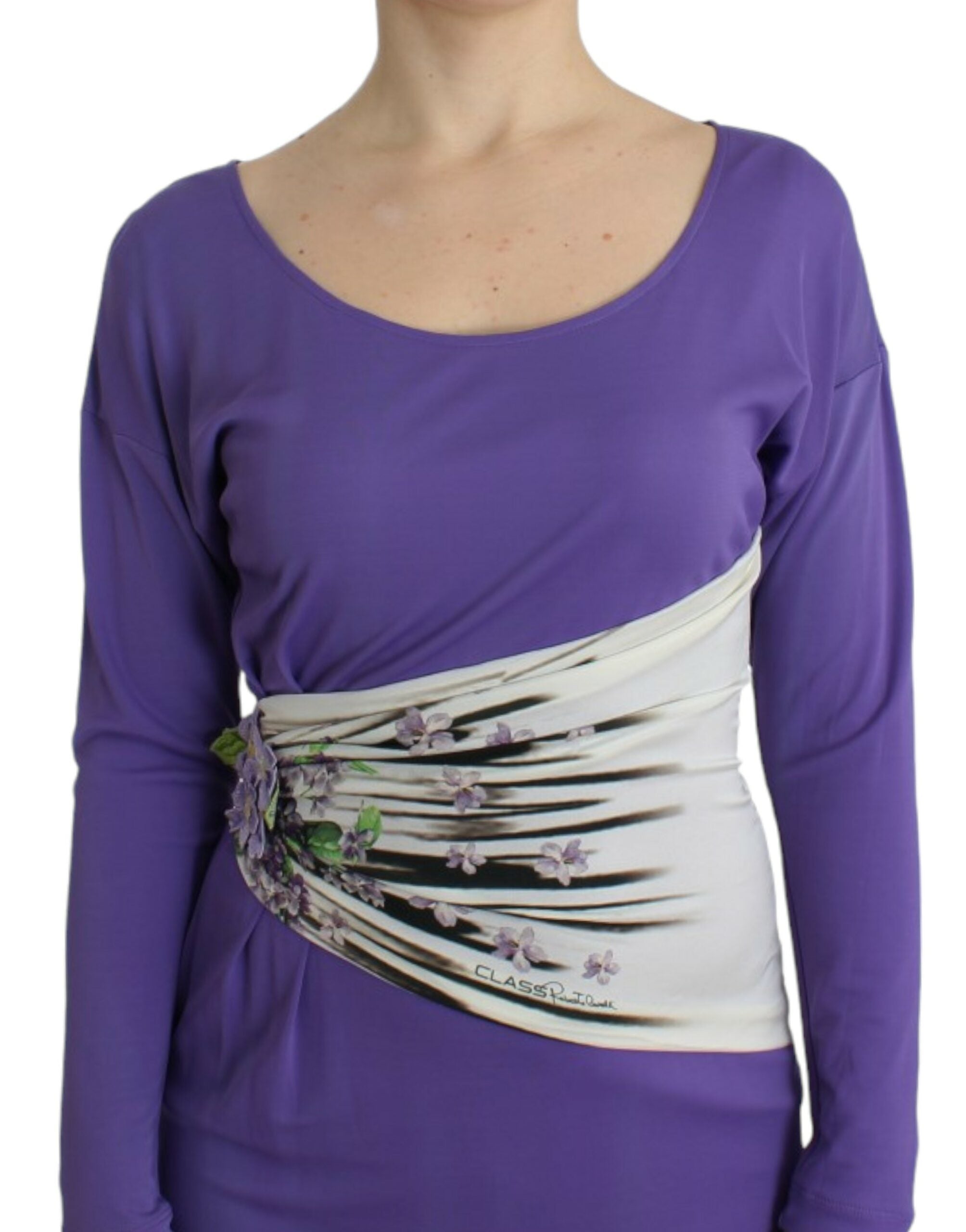 Cavalli purple long-sleeved dress