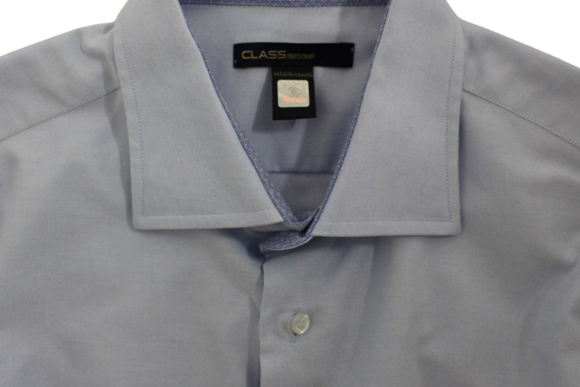 Cavalli Light Blue Cotton Shirt