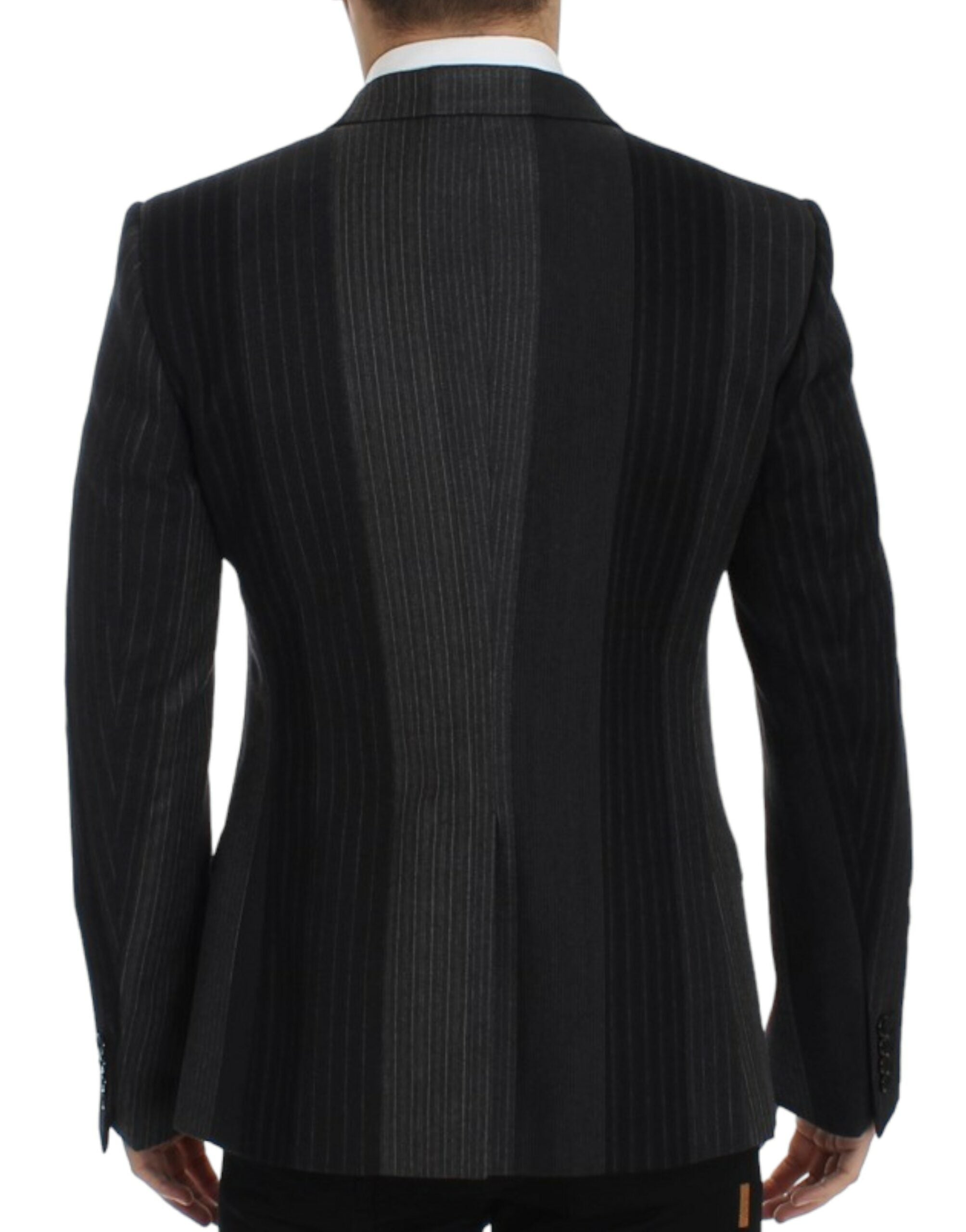 Dolce & Gabbana Grauer gestreifter Stretch-Blazer aus Wolle