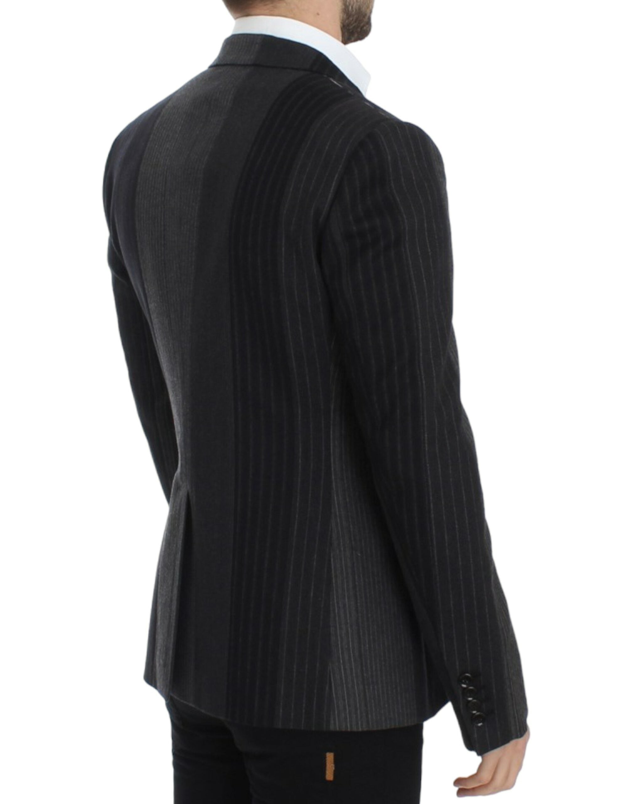 Dolce & Gabbana Grauer gestreifter Stretch-Blazer aus Wolle