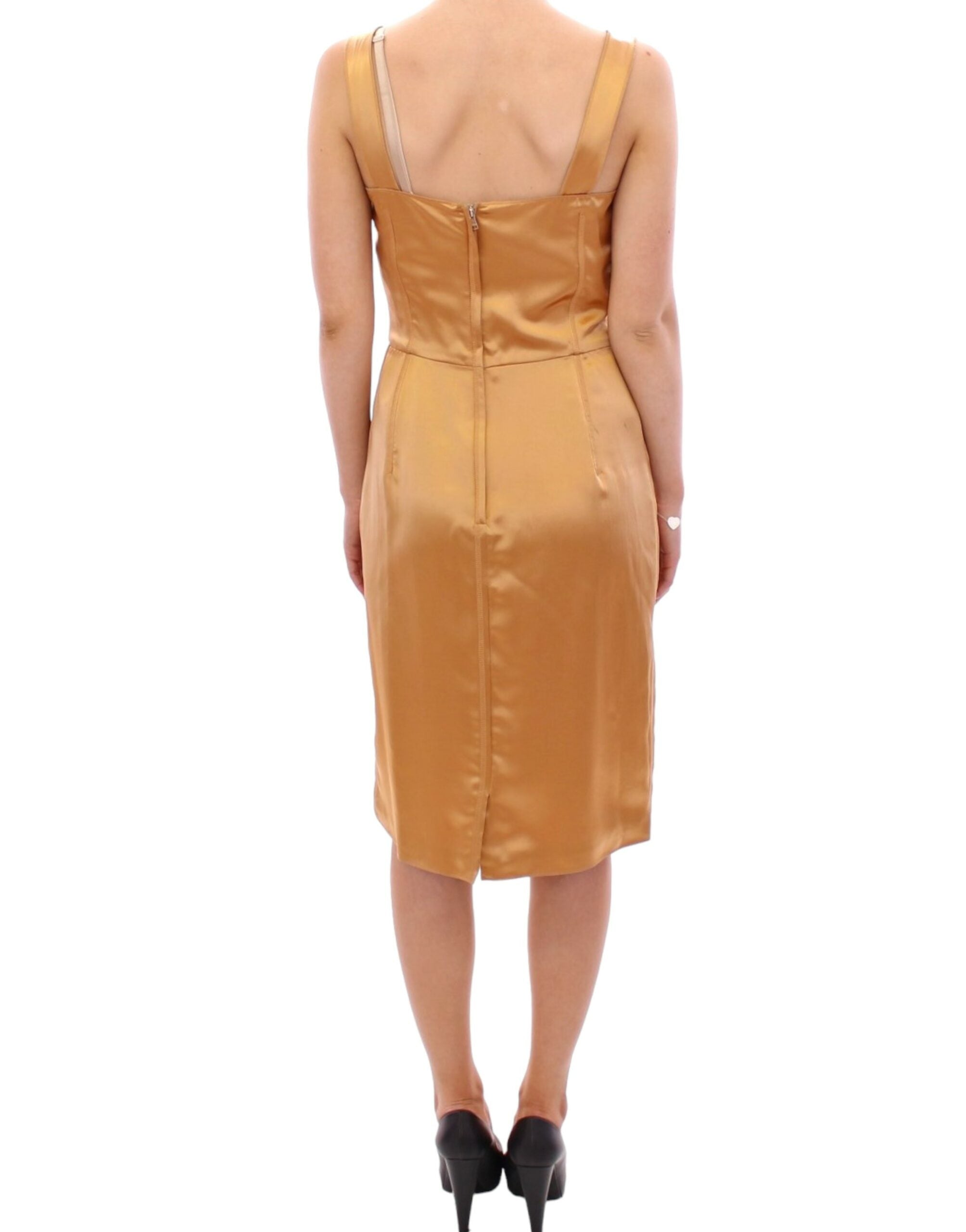 Dolce &amp; Gabbana bronze silk sheath dress