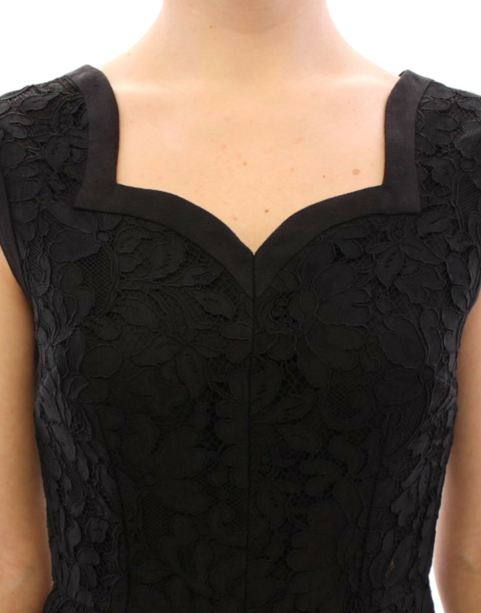 Dolce &amp; Gabbana Black floral lace runway dress from Sicily
