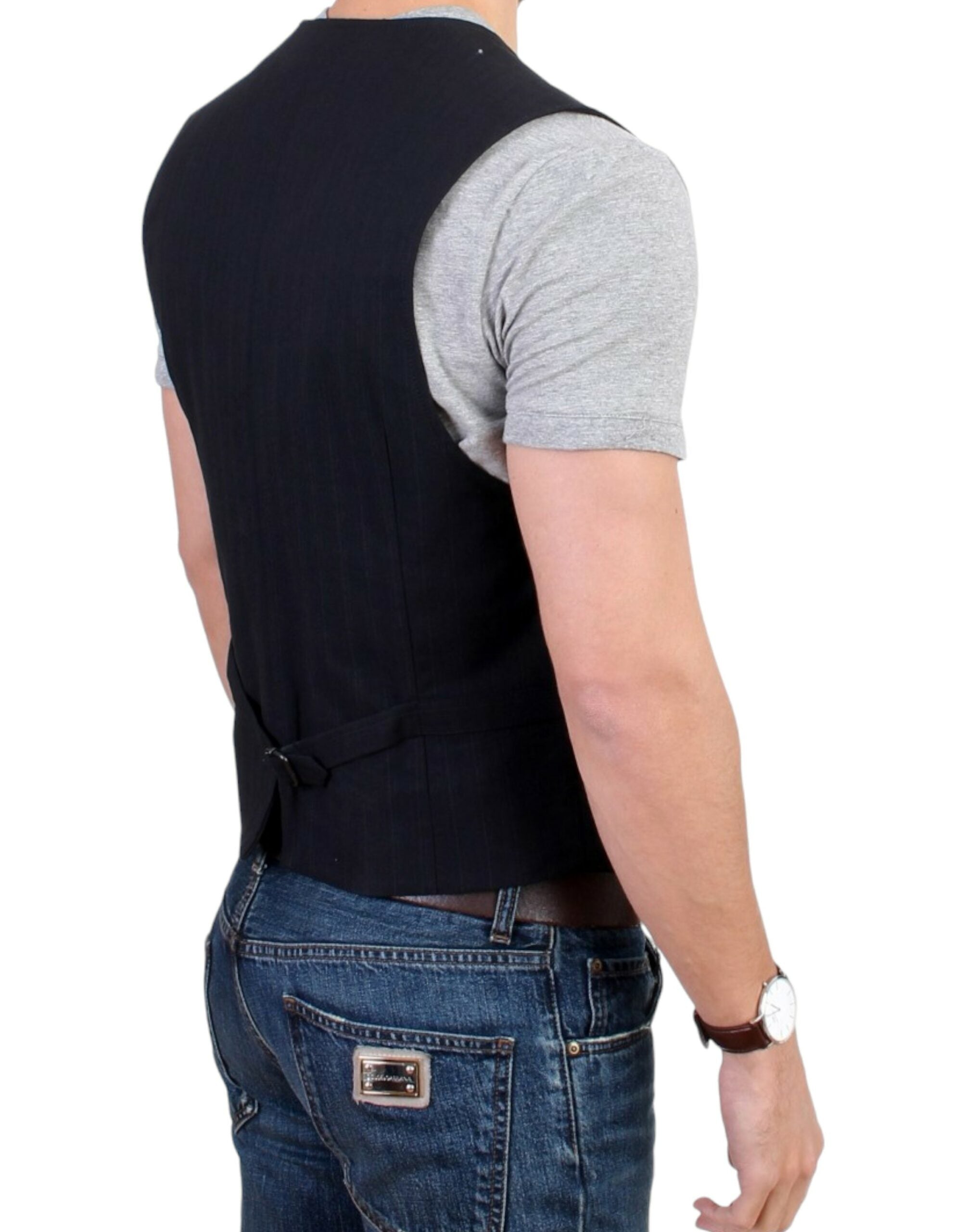 Costume National Schwarz gestreifte Freizeitweste aus Baumwolle