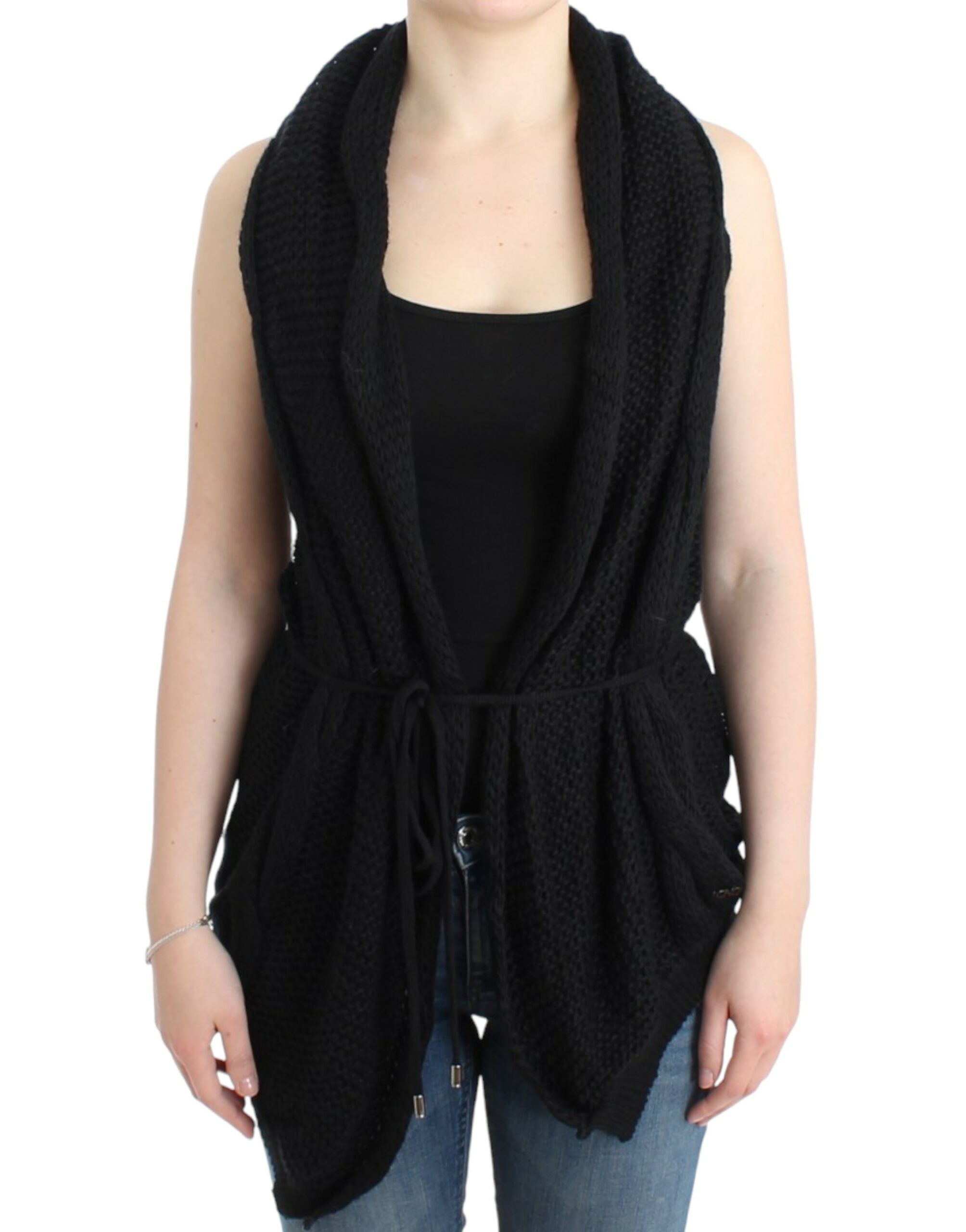 Costume National Black Sleeveless Knit Cardigan