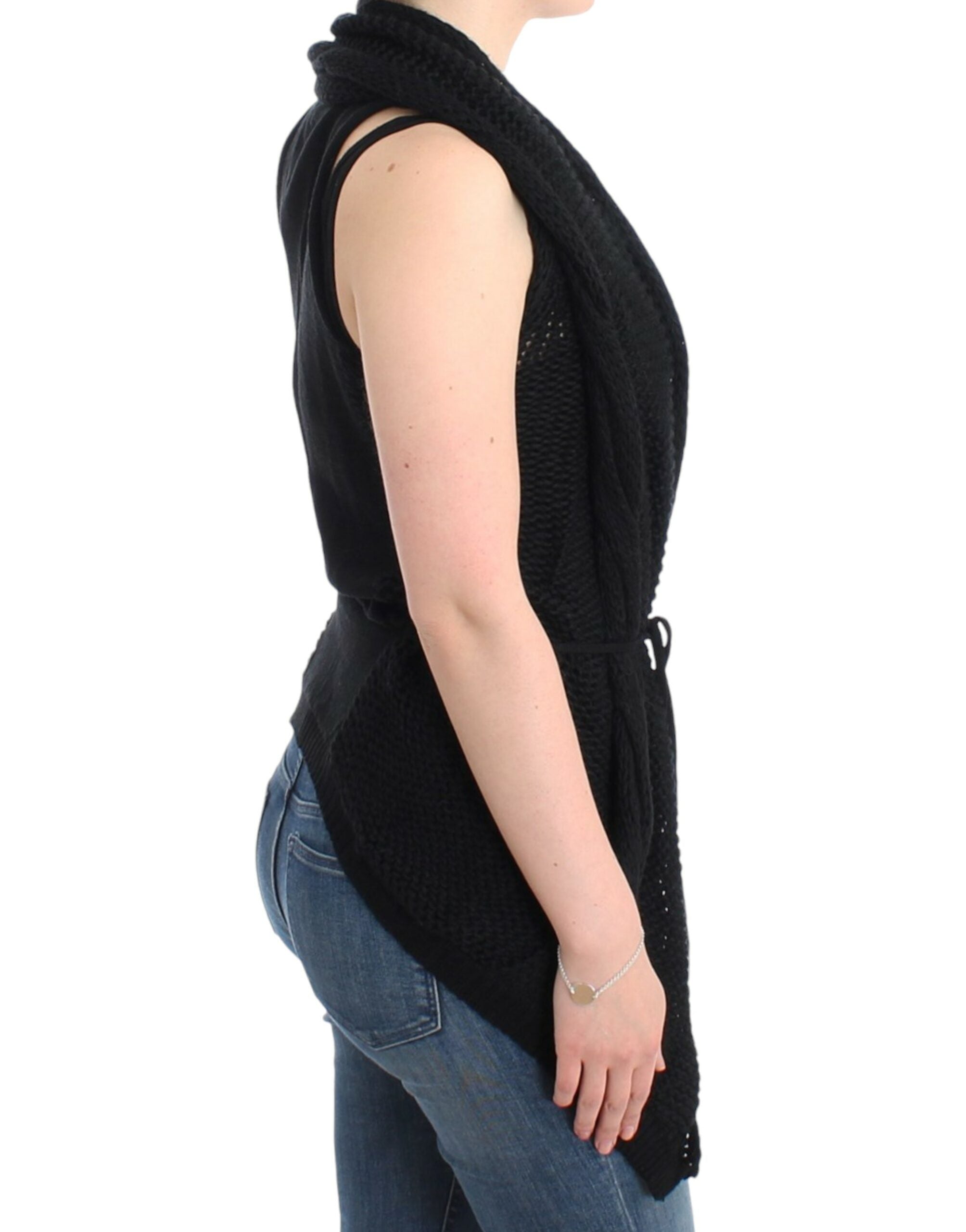 Costume National Black Sleeveless Knit Cardigan