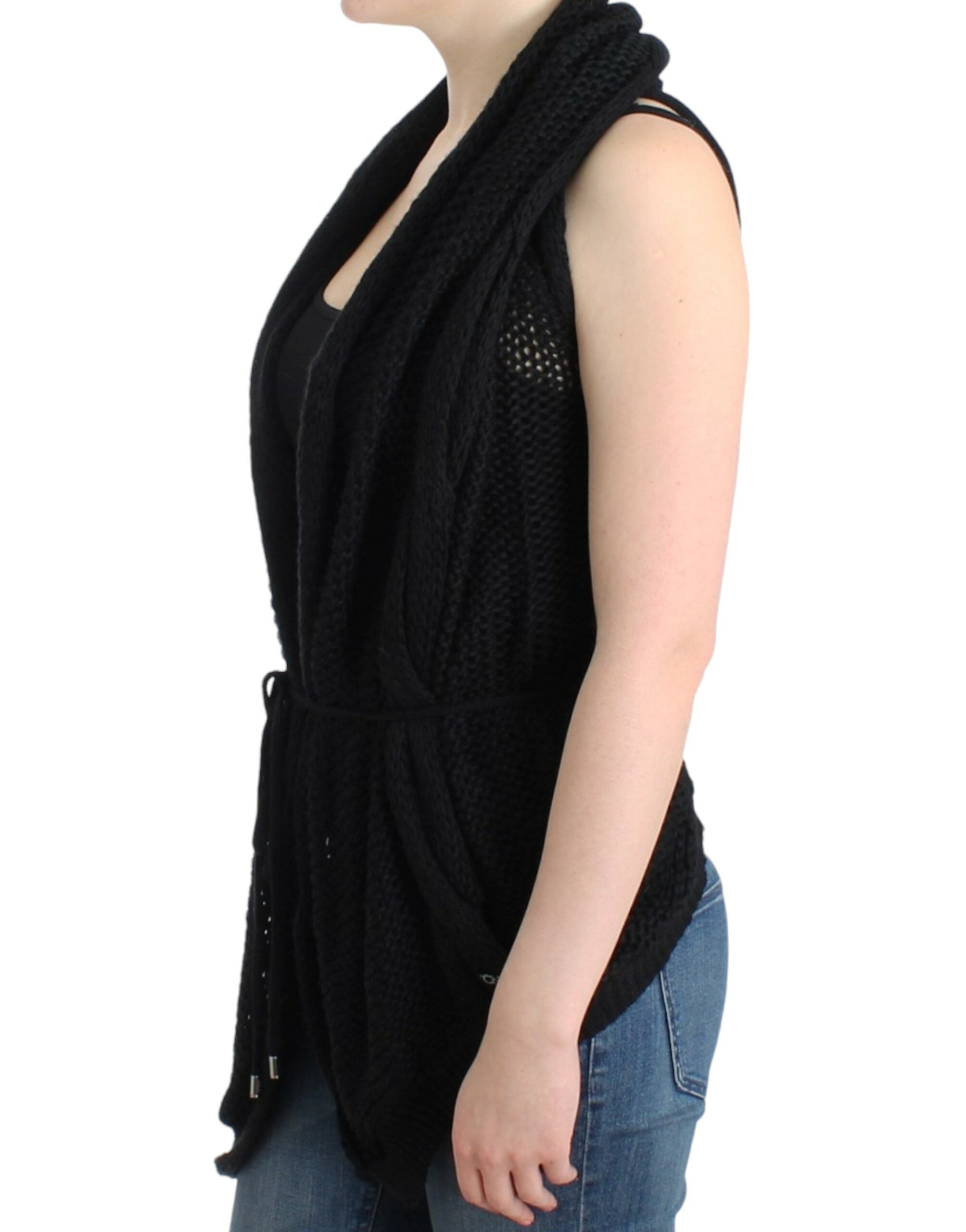 Costume National Black Sleeveless Knit Cardigan