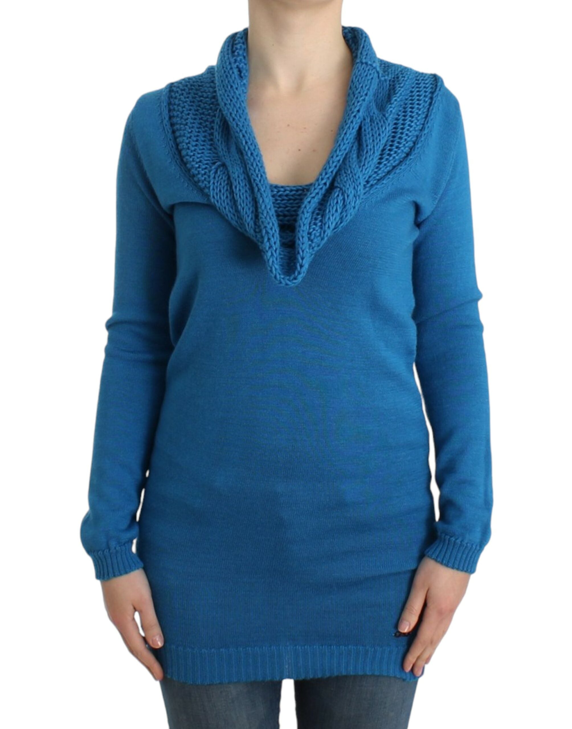 Costume National Blauer Strickpullover mit Rundhalsausschnitt