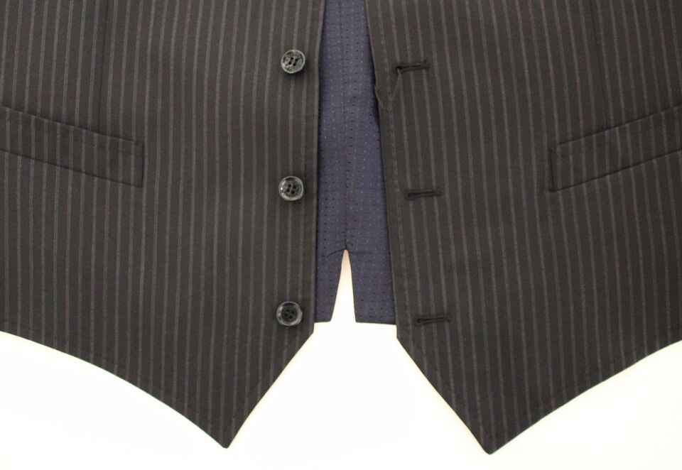Dolce &amp; Gabbana Elegant gray striped dress vest