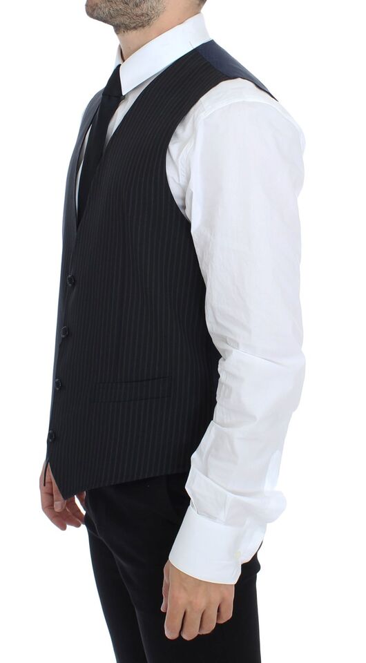 Dolce &amp; Gabbana Elegant gray striped dress vest