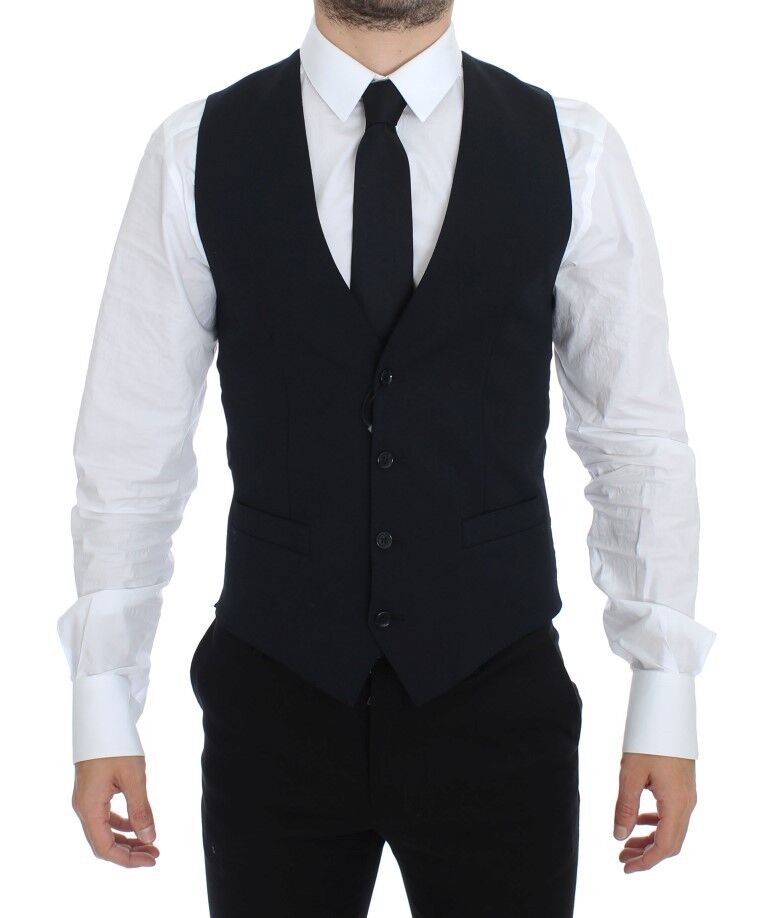 Dolce &amp; Gabbana Blue Wool Formal Occasion Vest Gilet