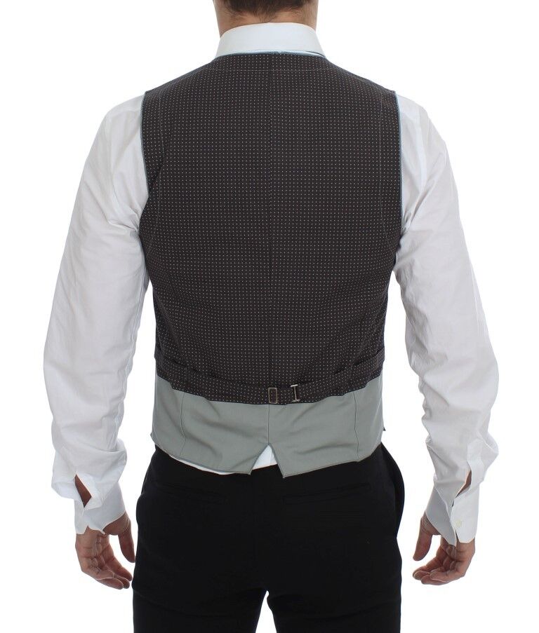 Dolce &amp; Gabbana Gray Polka Dot Dress Vest Gilet Waistcoat
