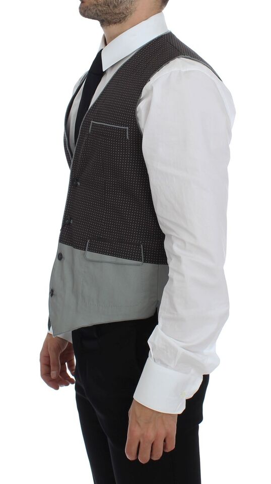 Dolce &amp; Gabbana Gray Polka Dot Dress Vest Gilet Waistcoat