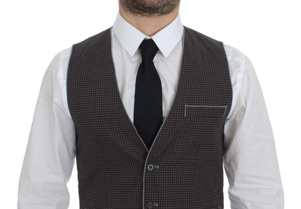 Dolce &amp; Gabbana Gray Polka Dot Dress Vest Gilet Waistcoat