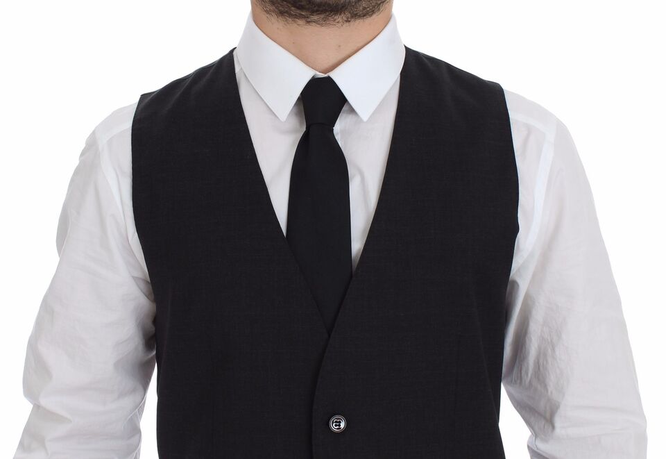 Dolce &amp; Gabbana Gray Slim Fit Button Front Dress Formal Vest
