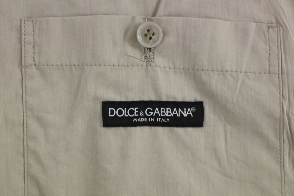 Dolce & Gabbana Beige Baumwolle Slim Fit Button Front Kleid Weste
