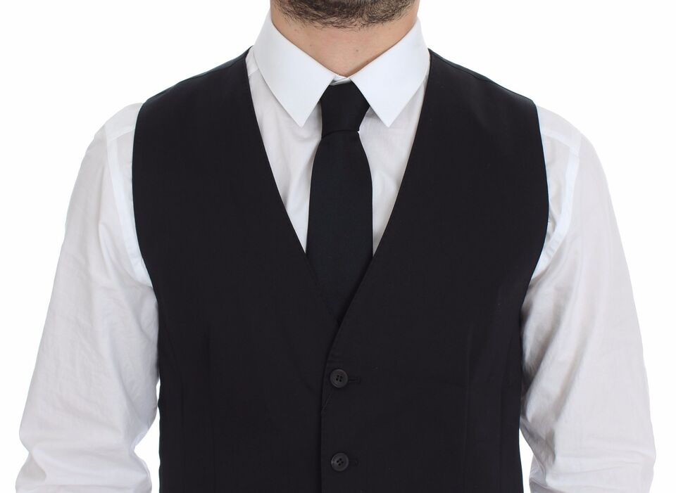 Dolce &amp; Gabbana Blue Cotton Stretch Vest Blazer