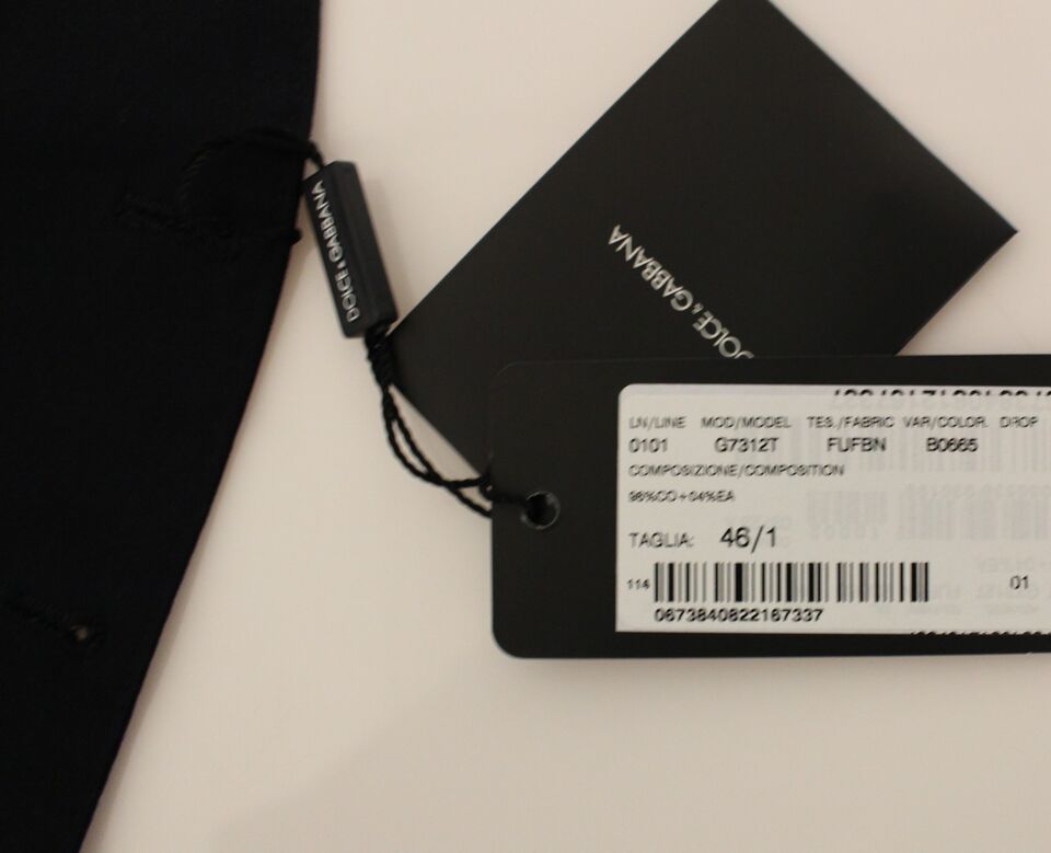 Dolce &amp; Gabbana Blue Cotton Stretch Vest Blazer