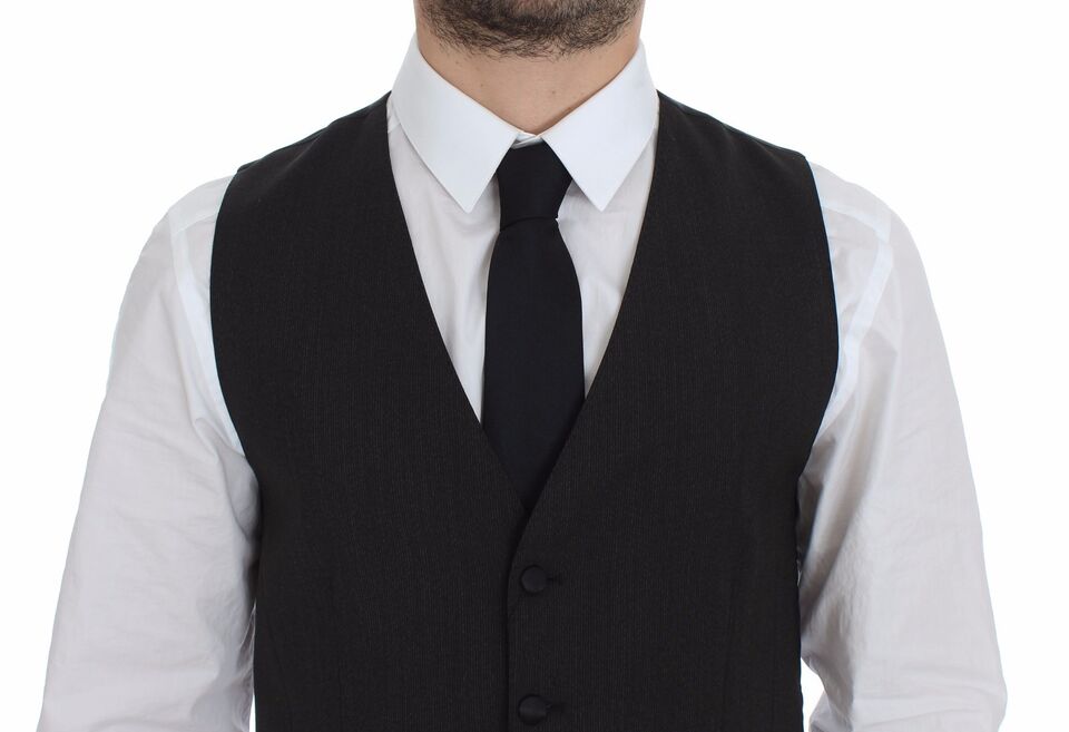 Dolce &amp; Gabbana Gray Wool Stretch Vest Blazer