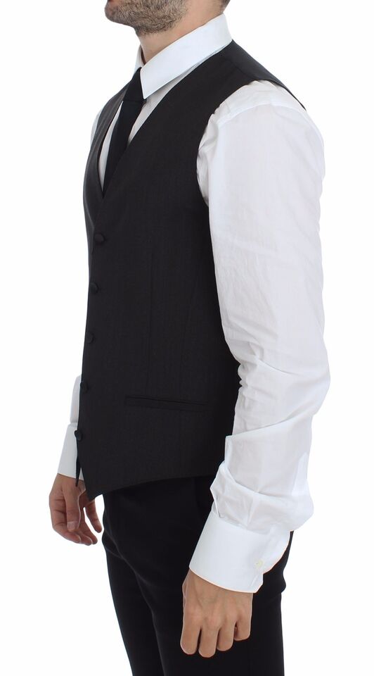 Dolce &amp; Gabbana Gray Wool Stretch Vest Blazer