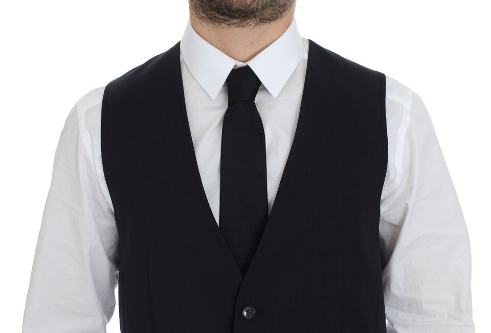 Dolce &amp; Gabbana Blue Cotton Stretch Vest Blazer