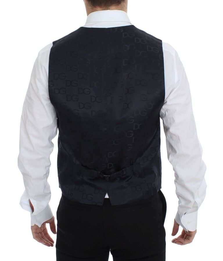 Dolce &amp; Gabbana Blue Cotton Stretch Vest Blazer
