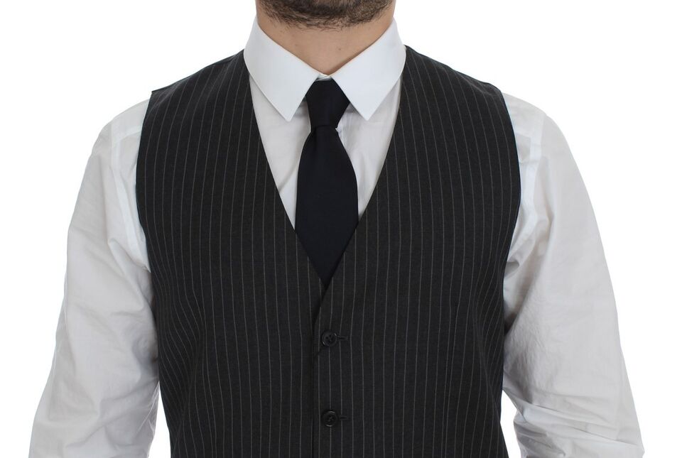 Dolce &amp; Gabbana Gray striped single-breasted wool vest