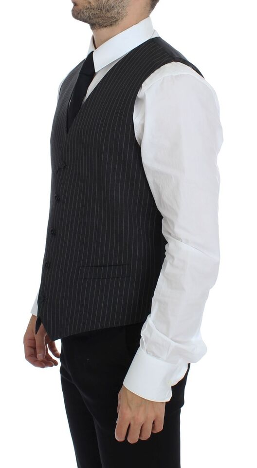 Dolce &amp; Gabbana Gray striped single-breasted wool vest