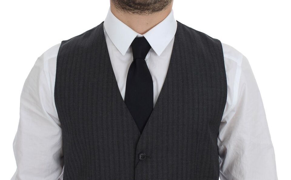 Dolce &amp; Gabbana Elegant black striped wool dress Vest