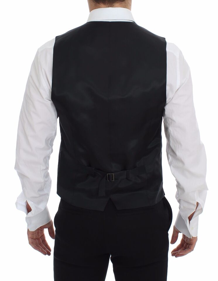 Dolce &amp; Gabbana Elegant gray striped dress vest
