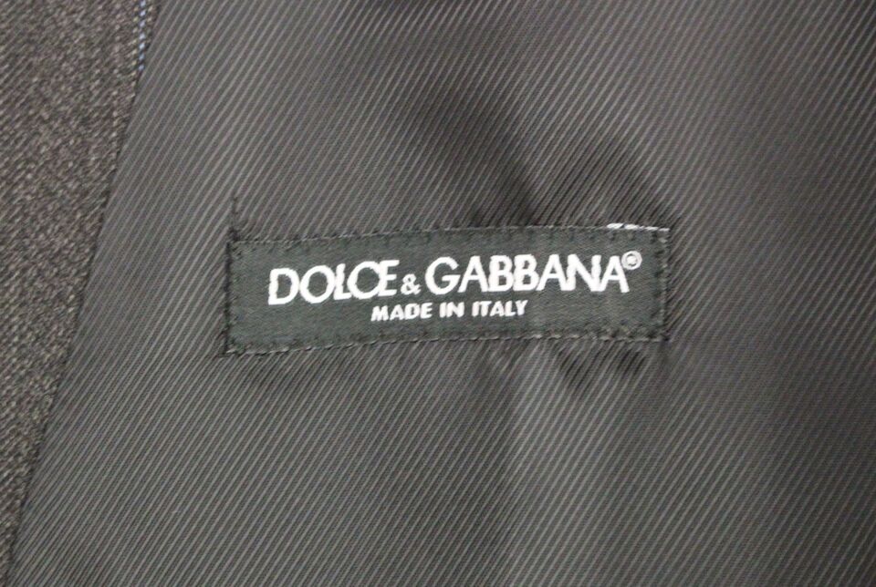 Dolce &amp; Gabbana Gray Striped Wool Logo Vest Gilet Waistcoat